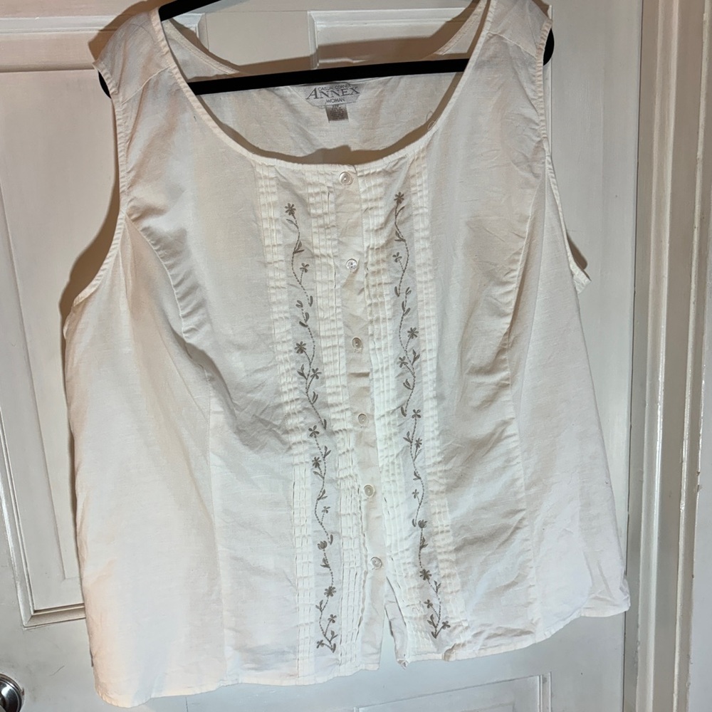 White Embroidered Women's Top